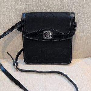 Coldwater Creek 3-Piece Black Heart Jacquard Crossbody Organizer Bag